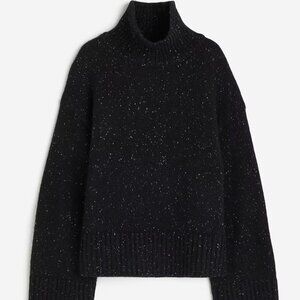 NWT H&M Speckled Wool Premium Mock-Neck Sweater Black Size S! EXTREMELY RARE!!